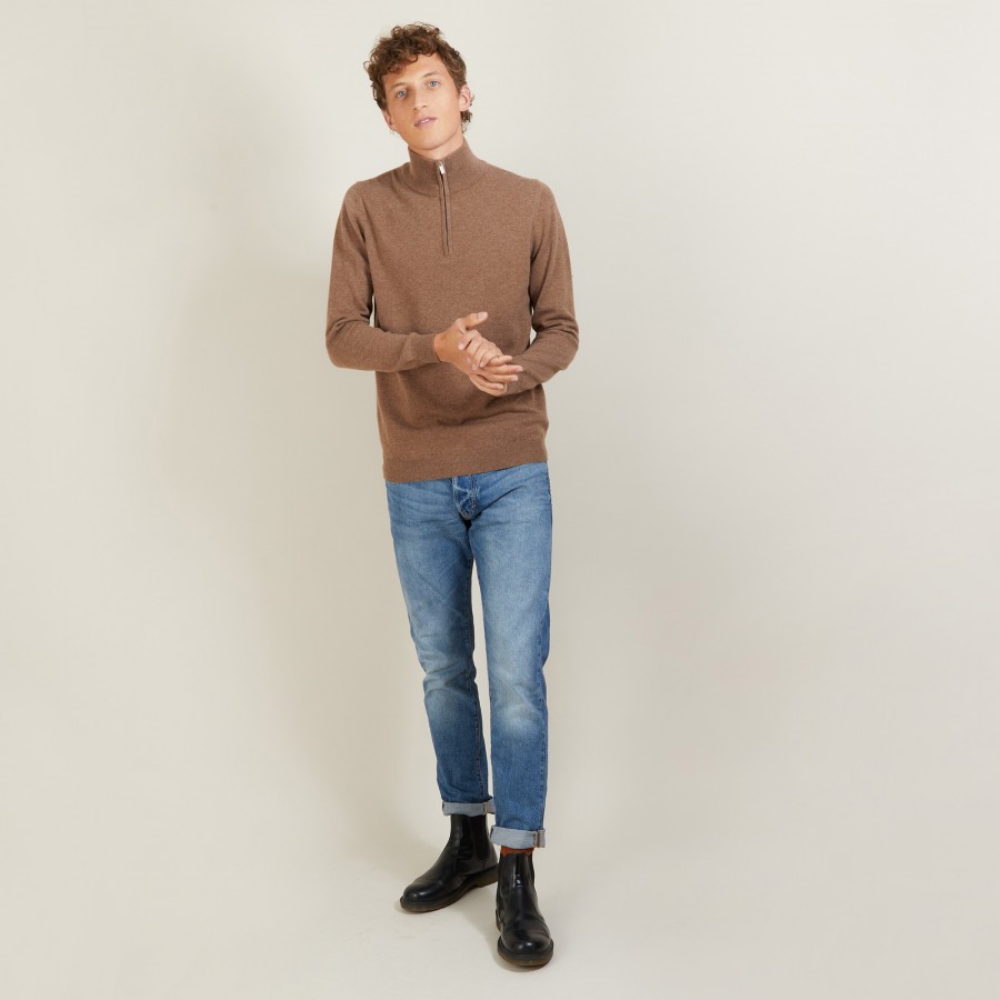 Suéter de cashmere com zíper na gola - Emile