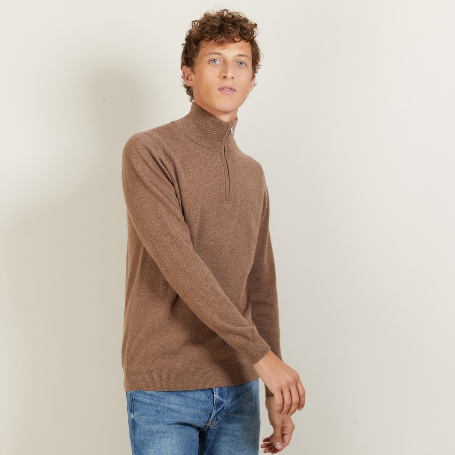 Suéter de cashmere com zíper na gola - Emile