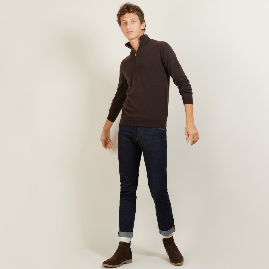 Cashmere sweater with zip neck - Emile