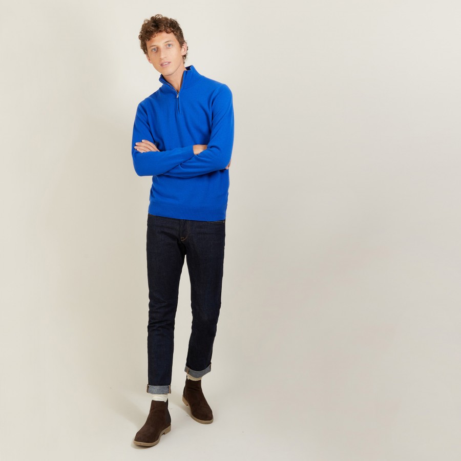 Cashmere sweater with zip neck - Emile