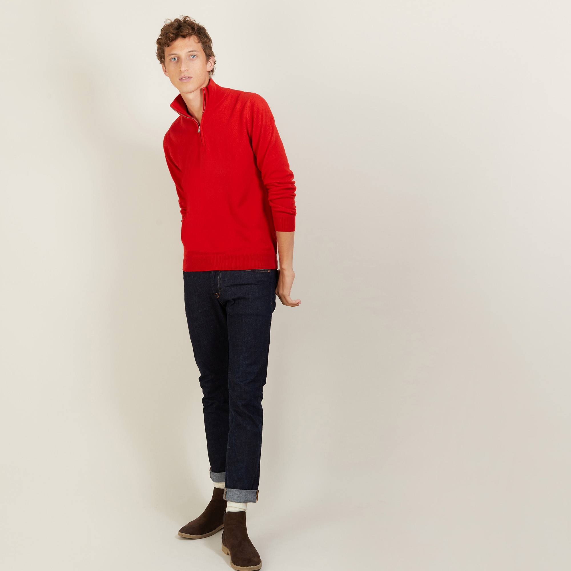 Cashmere sweater with zip neck - BLAISE