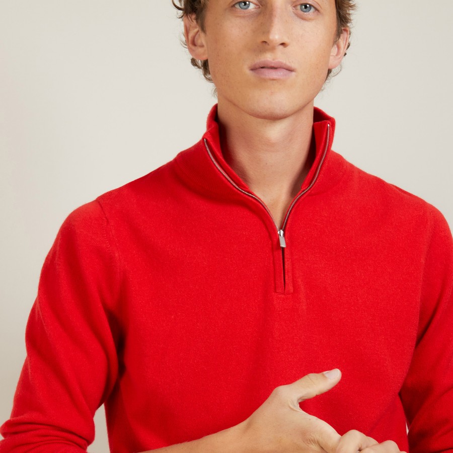 Cashmere sweater with zip neck - Emile