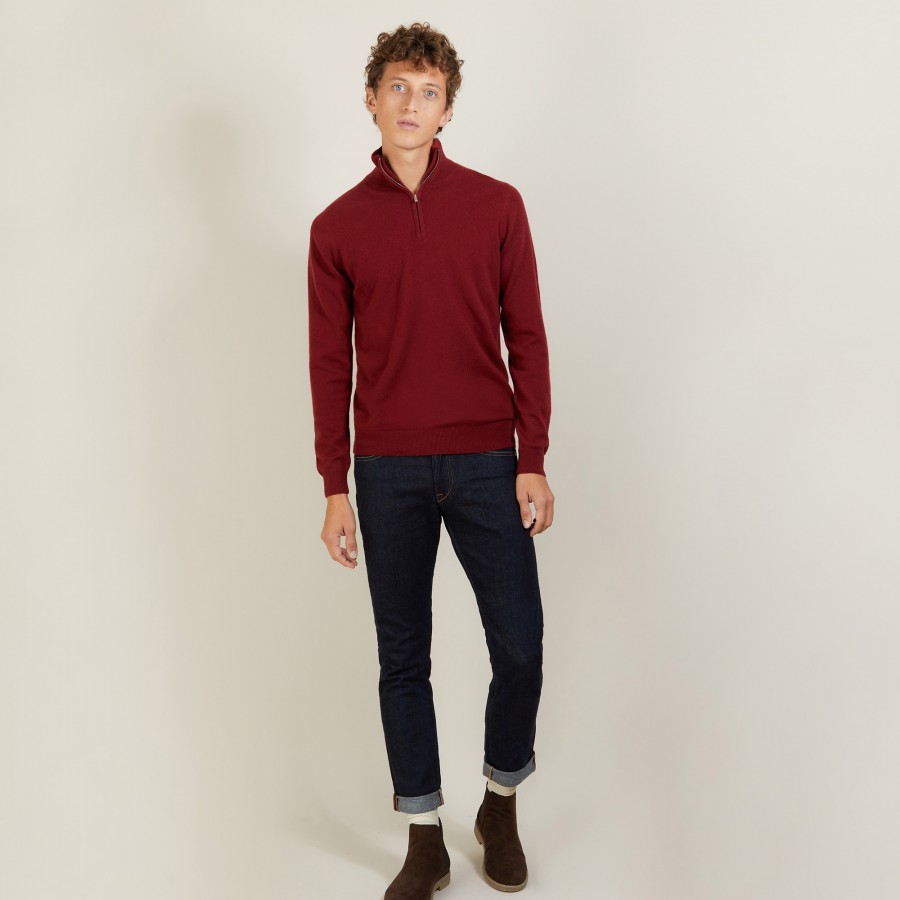 Cashmere sweater with zip neck - Emile