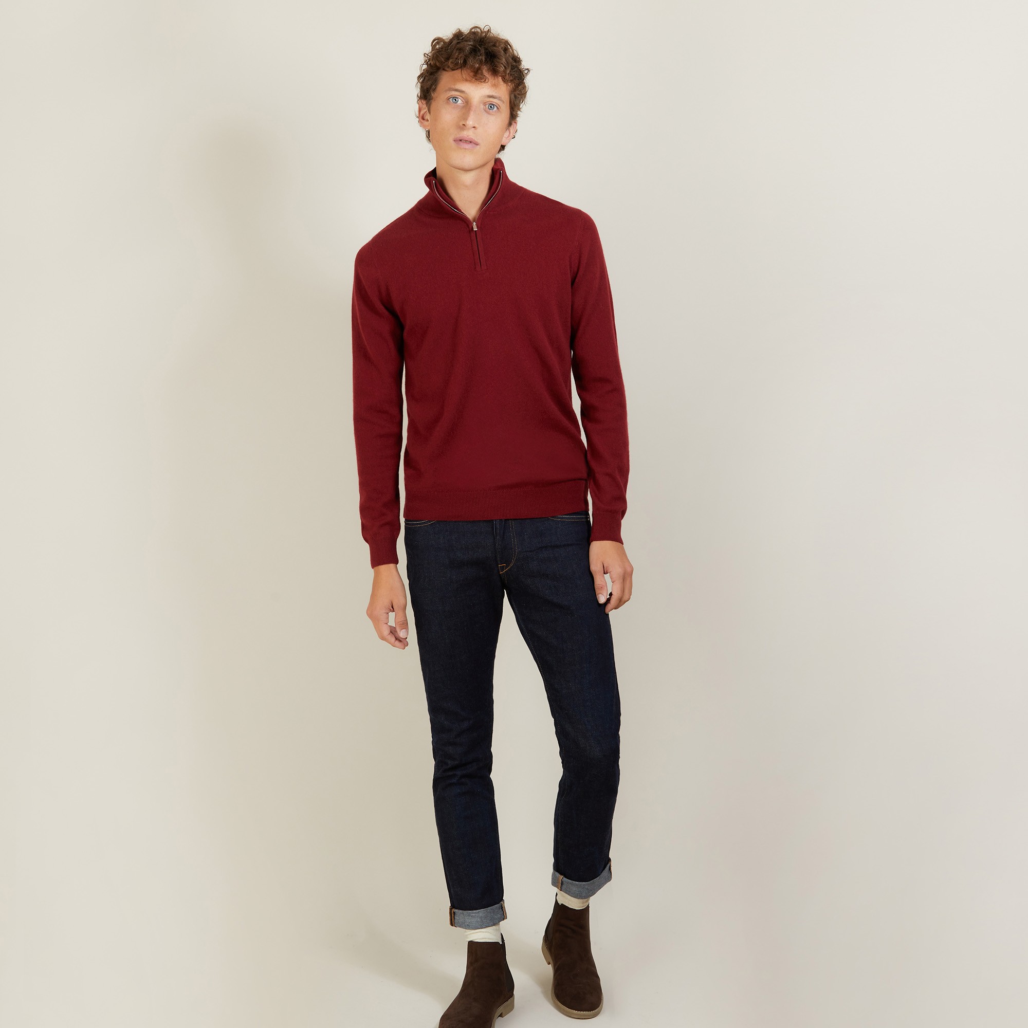 Cashmere sweater with zip neck - BLAISE