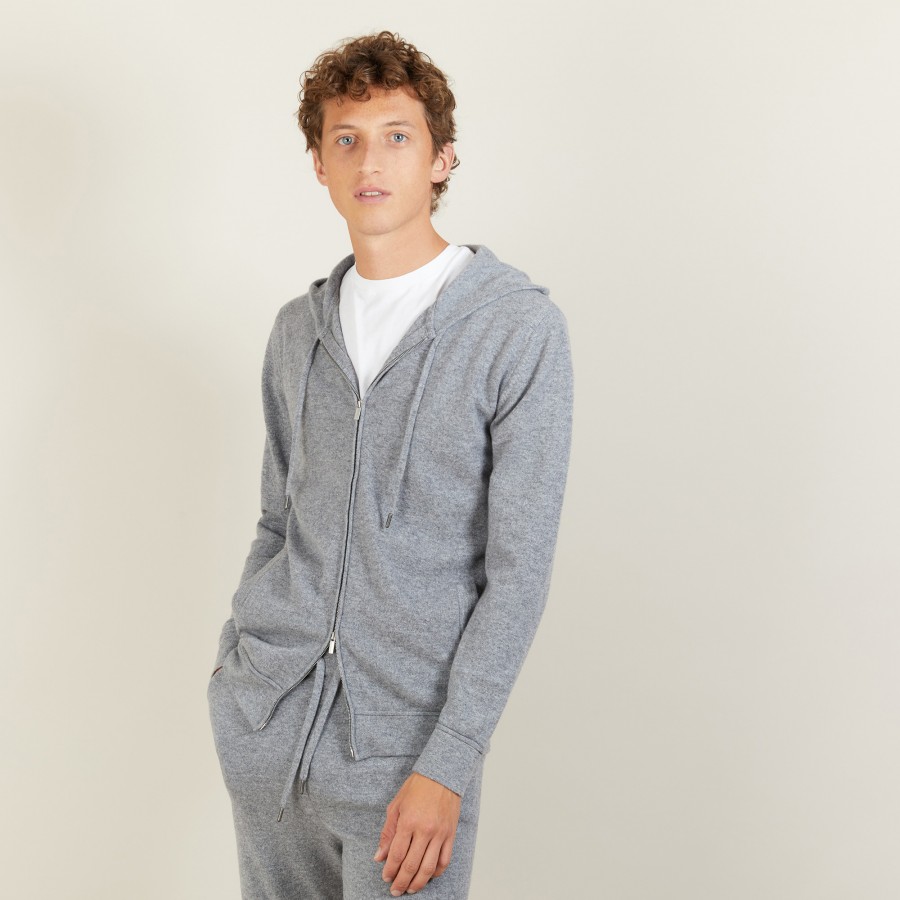Jaqueta de cashmere com capuz e zíper - Emilien