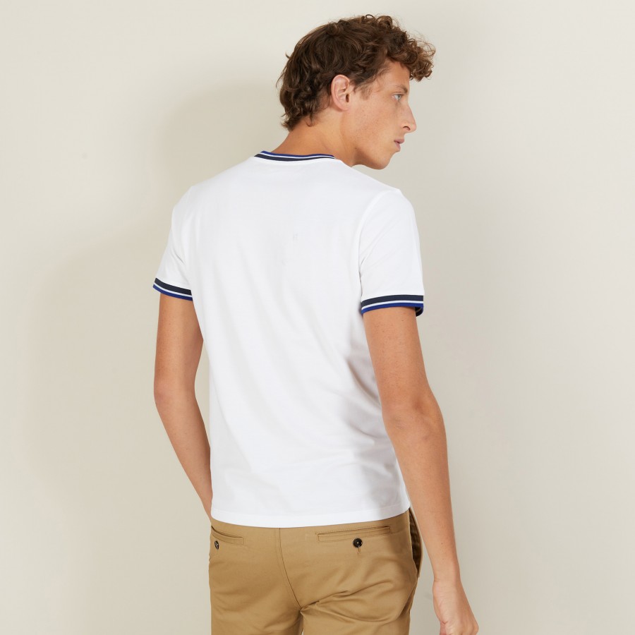 Camiseta tricolor de algodão piqué com gola - Duc