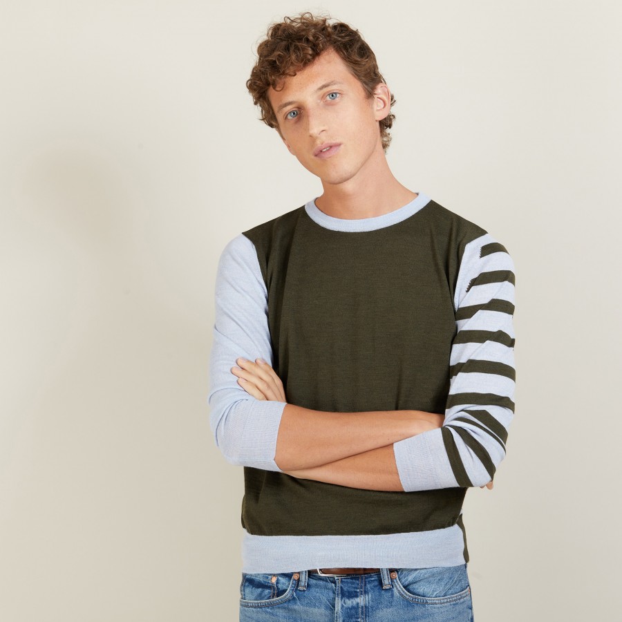 Two-tone striped wool sweater - LEO