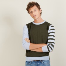 Two-tone striped wool sweater - LEO
