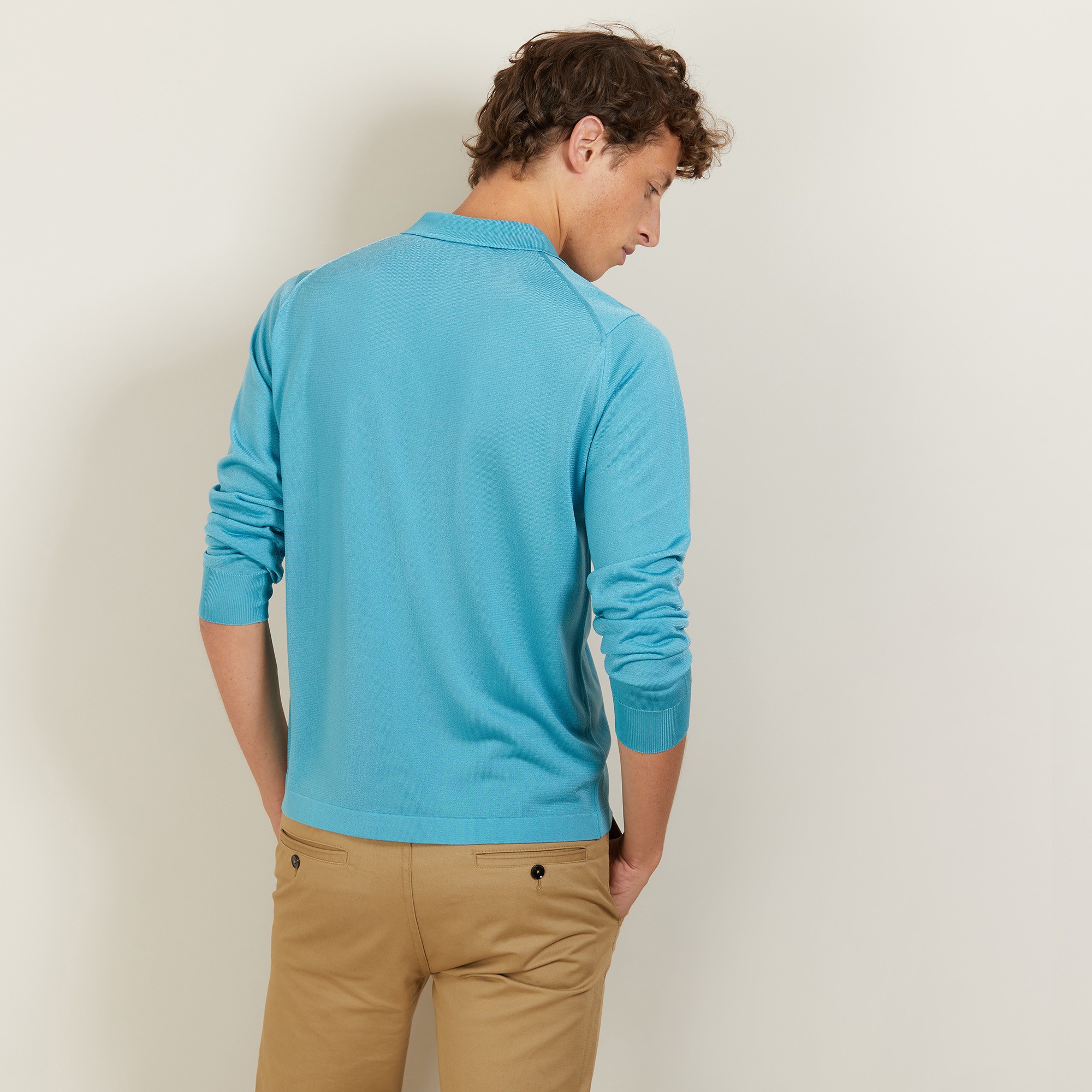 Polo manches longues homme en Fil Lumière Boris 5333 nerifer - 49 Turquoise