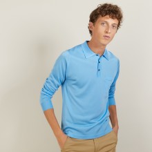 Polo manches longues homme en Fil Lumière Boris 2750 perruche - 06 Bleu moyen 