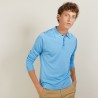 Polo manches longues homme en Fil Lumière Boris 2750 perruche - 06 Bleu moyen 