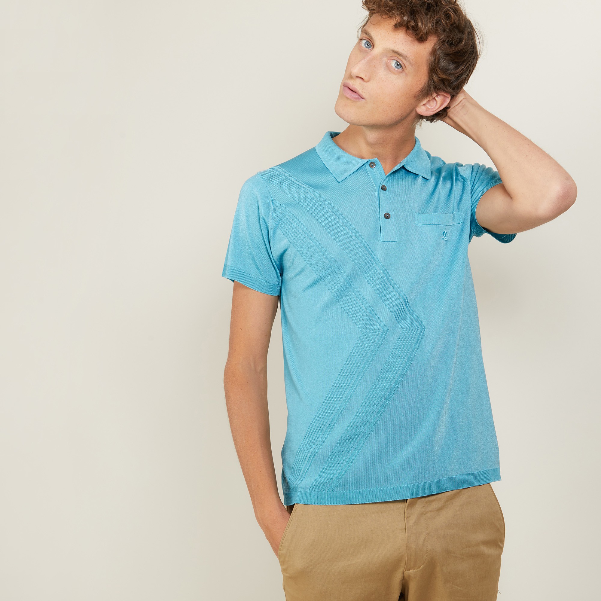 Polo en Fil Lumière à flèches - Billy 5333 nerifer - 49 Turquoise