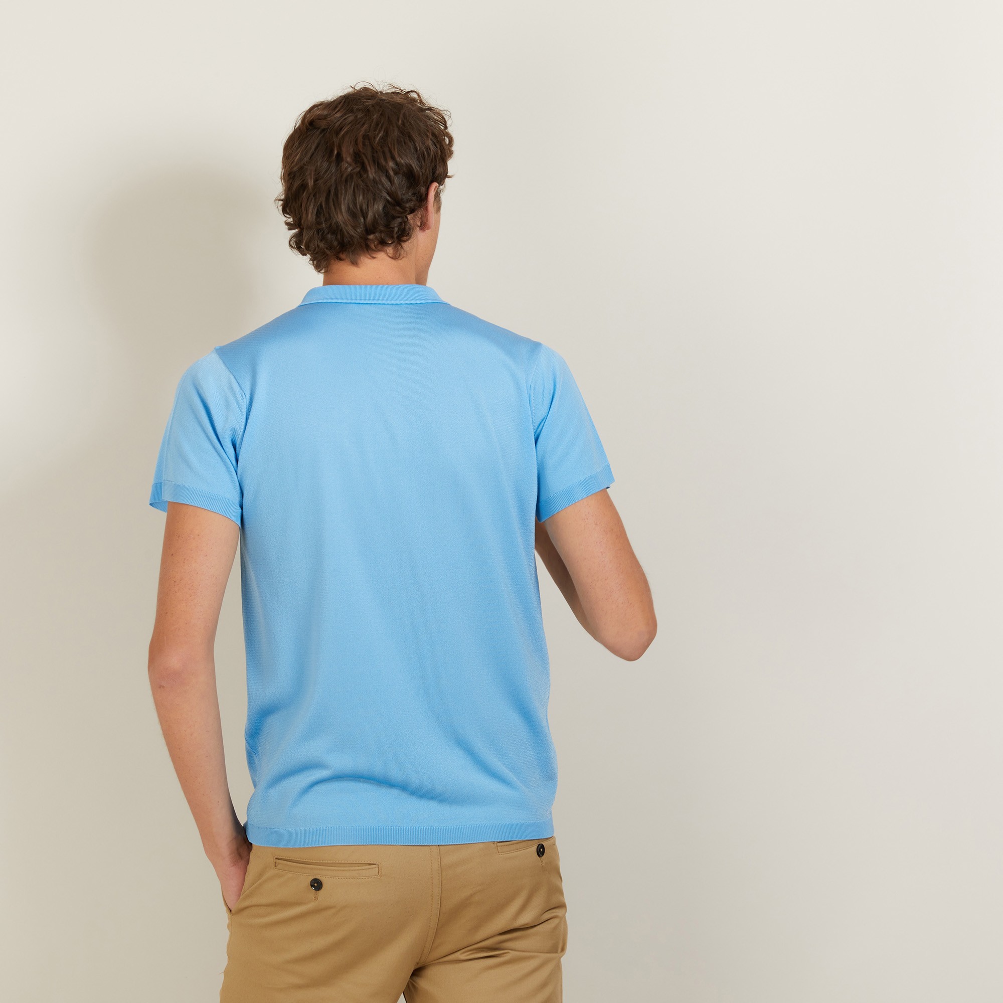 Polo en Fil Lumière à flèches - Billy 2750 perruche - 04 Bleu clair