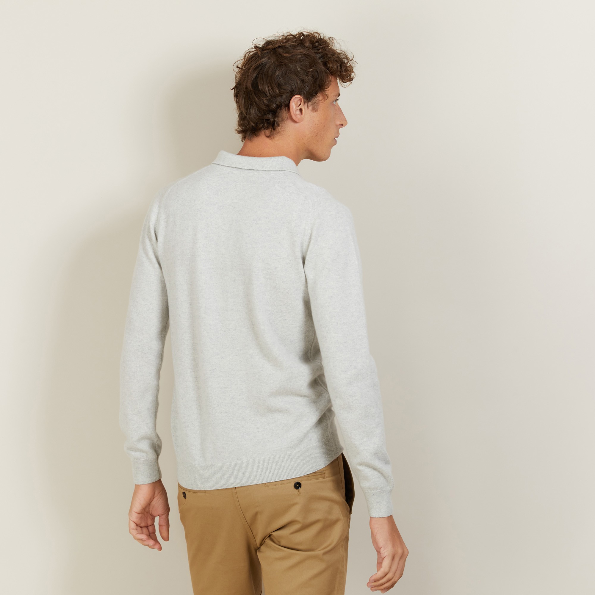 Pull col polo en cachemire - Billy 7013 vapeur - 11 Gris clair
