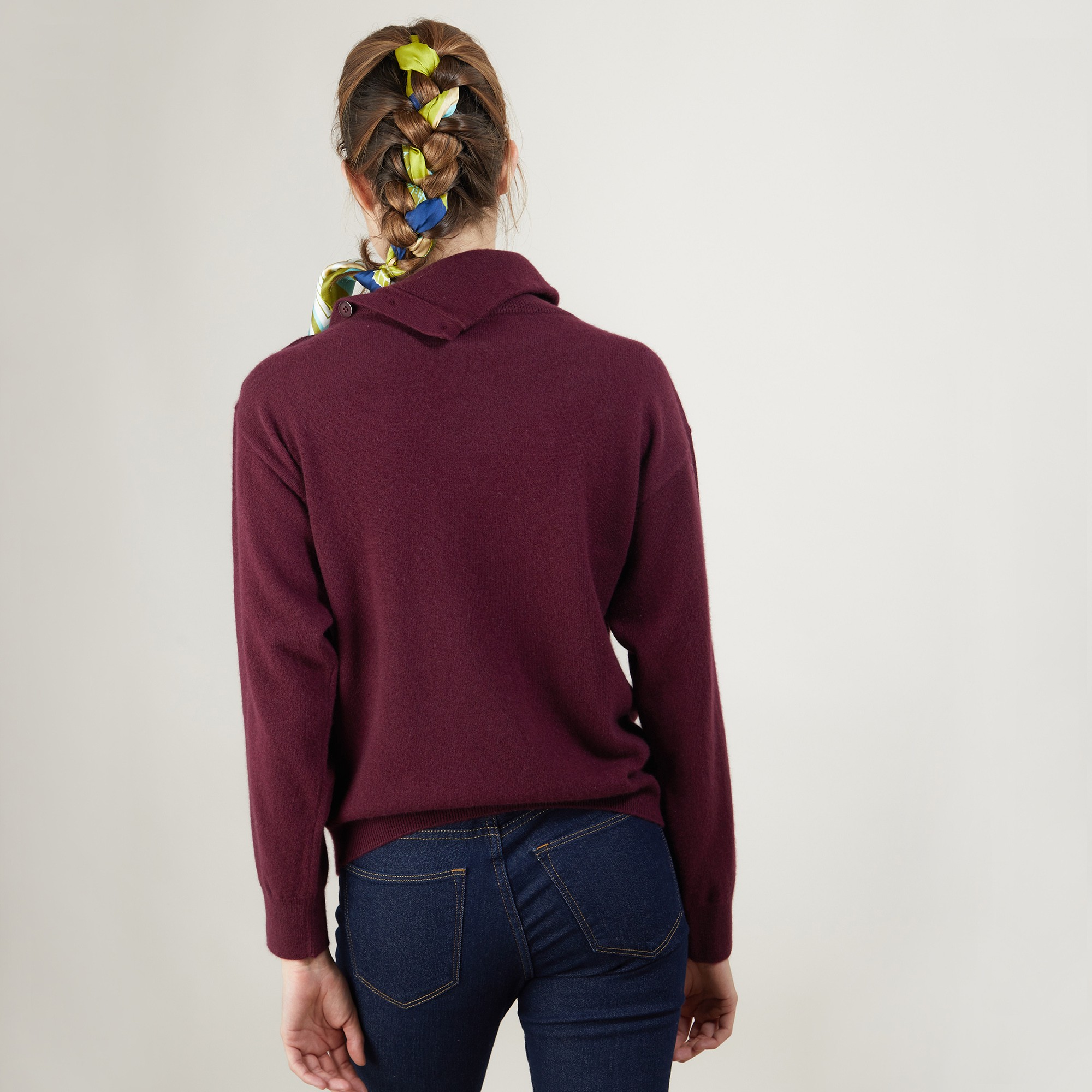 Pull col boutonné en cachemire - Gretel bis 7080 dahlia - 52 Rouge