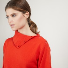 Pull col boutonné en cachemire - Gretel bis 7080 dahlia - 52 Rouge