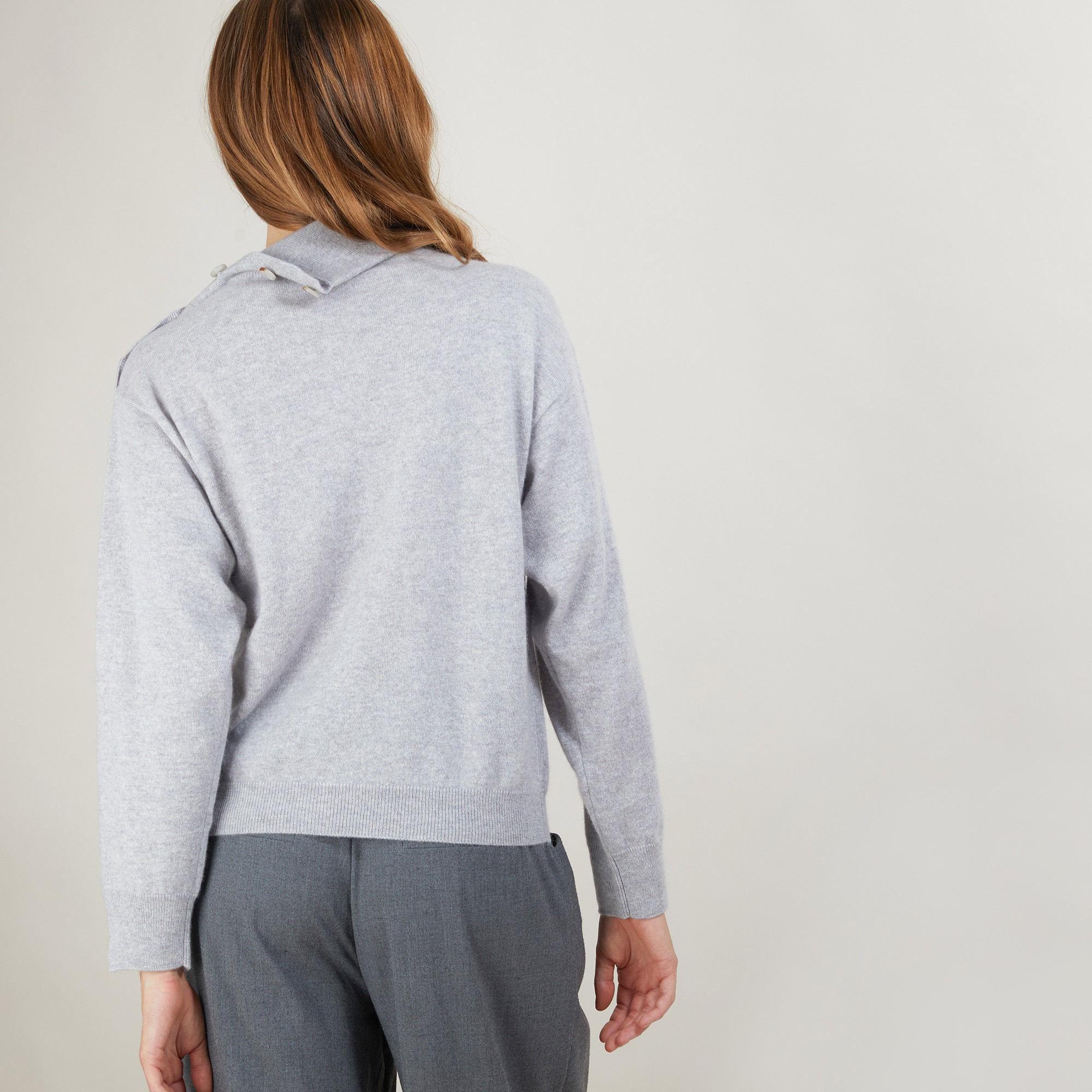 Pull col boutonné en cachemire - Gretel bis 7080 dahlia - 52 Rouge