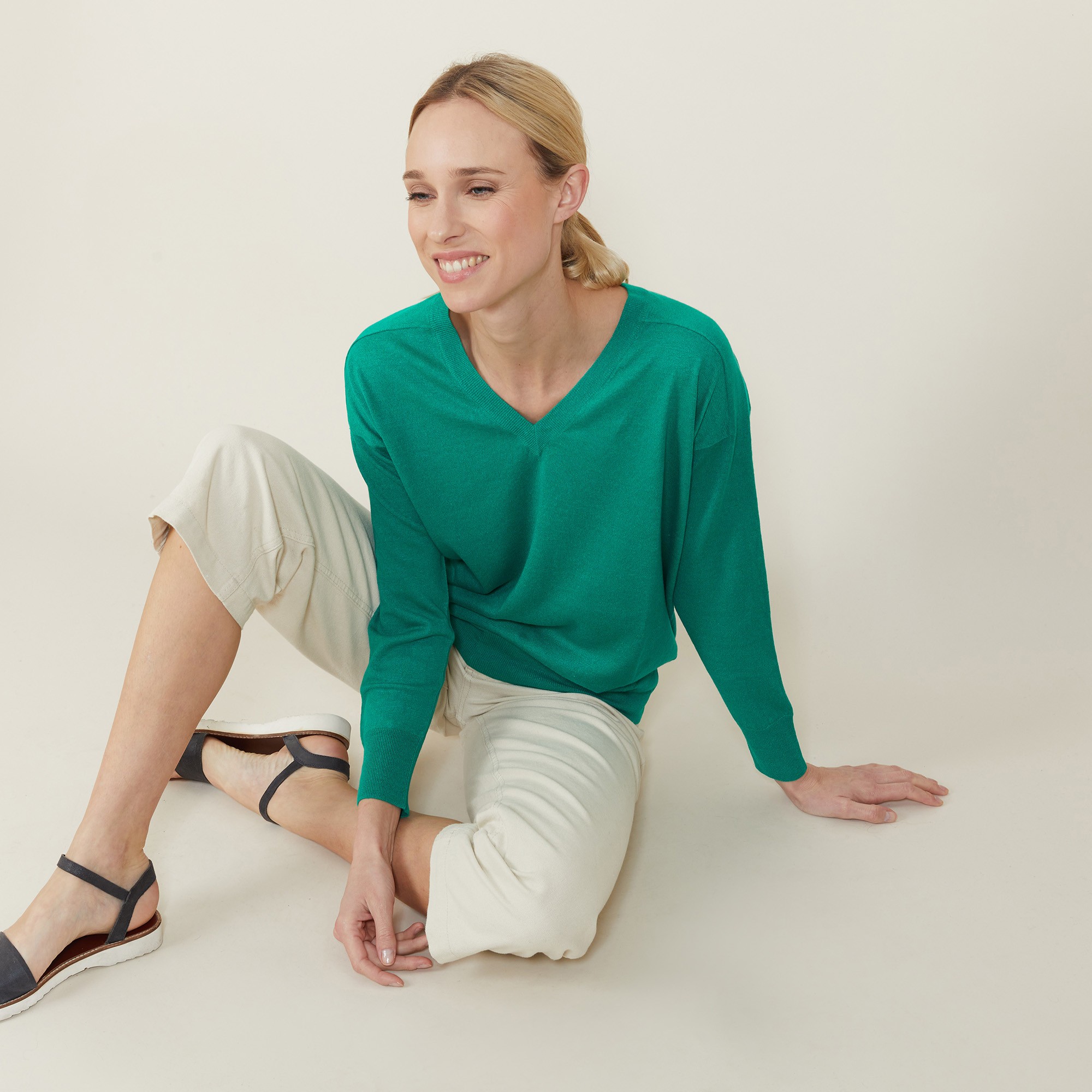 Linen cashmere hammer armholes sweater - Bailen