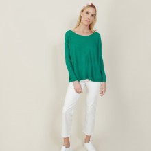 Grand pull col rond en point jersey - Babouche 7250 veronese - 22 Vert moyen