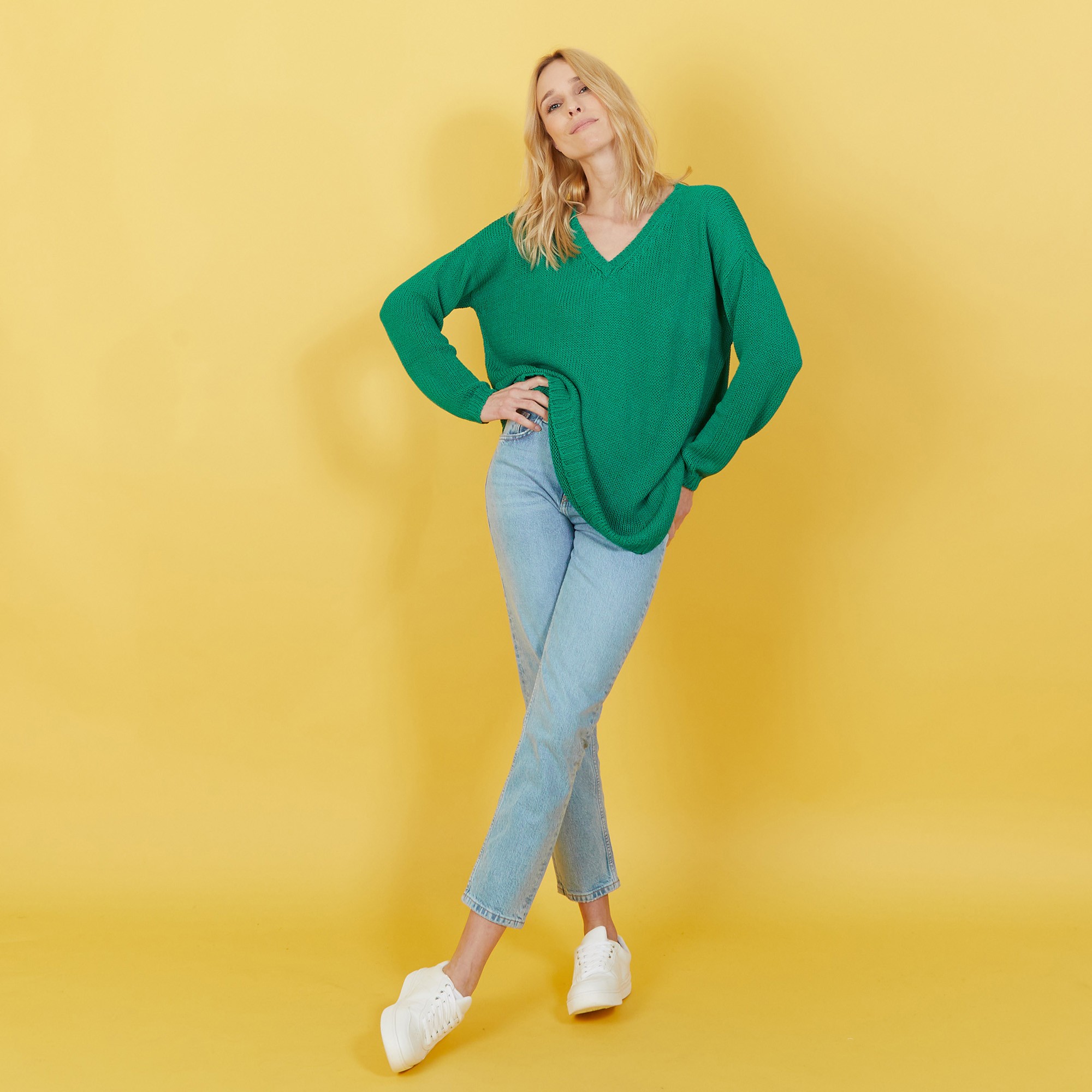 Large chunky knit v-neck sweater - Balata