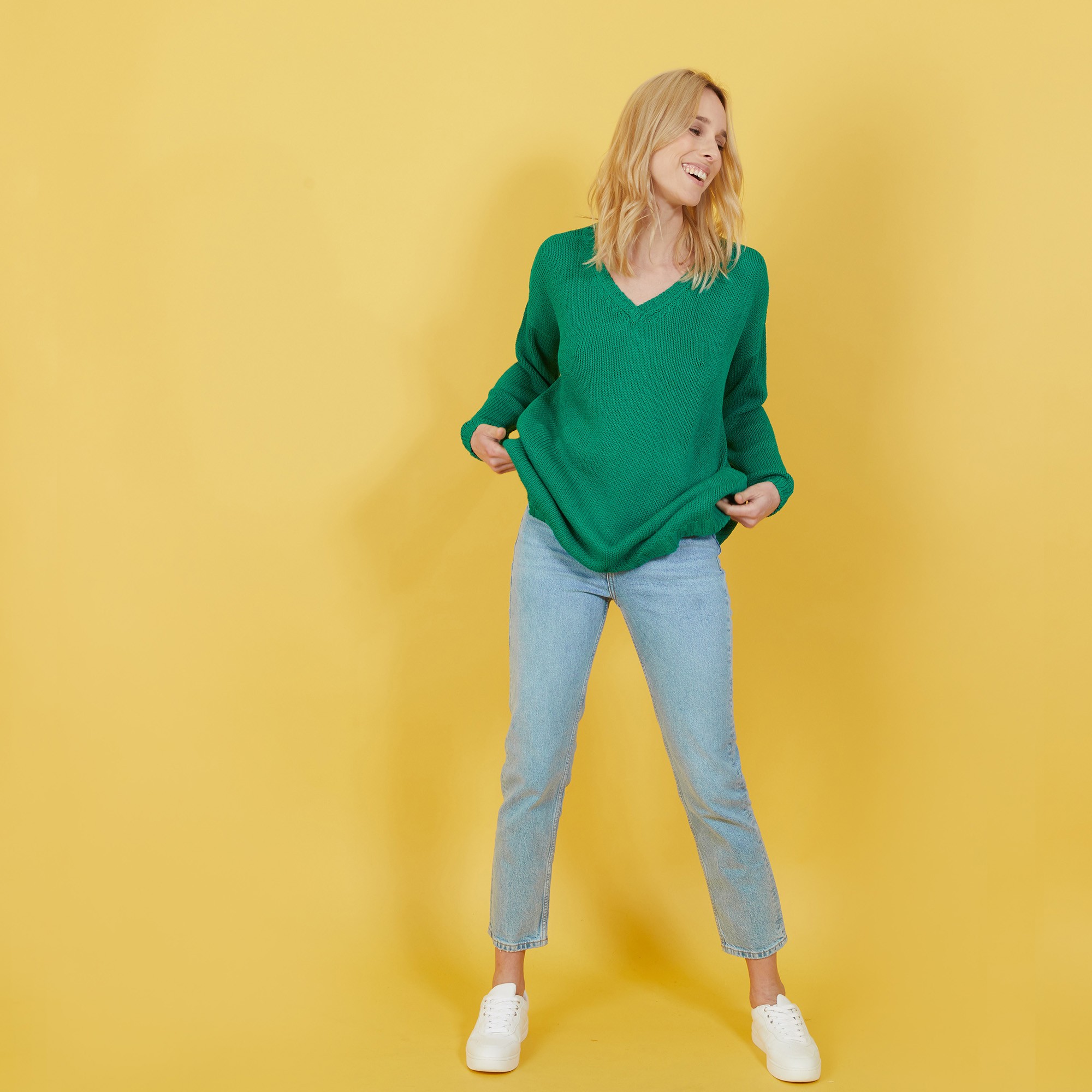 Large chunky knit v-neck sweater - Balata