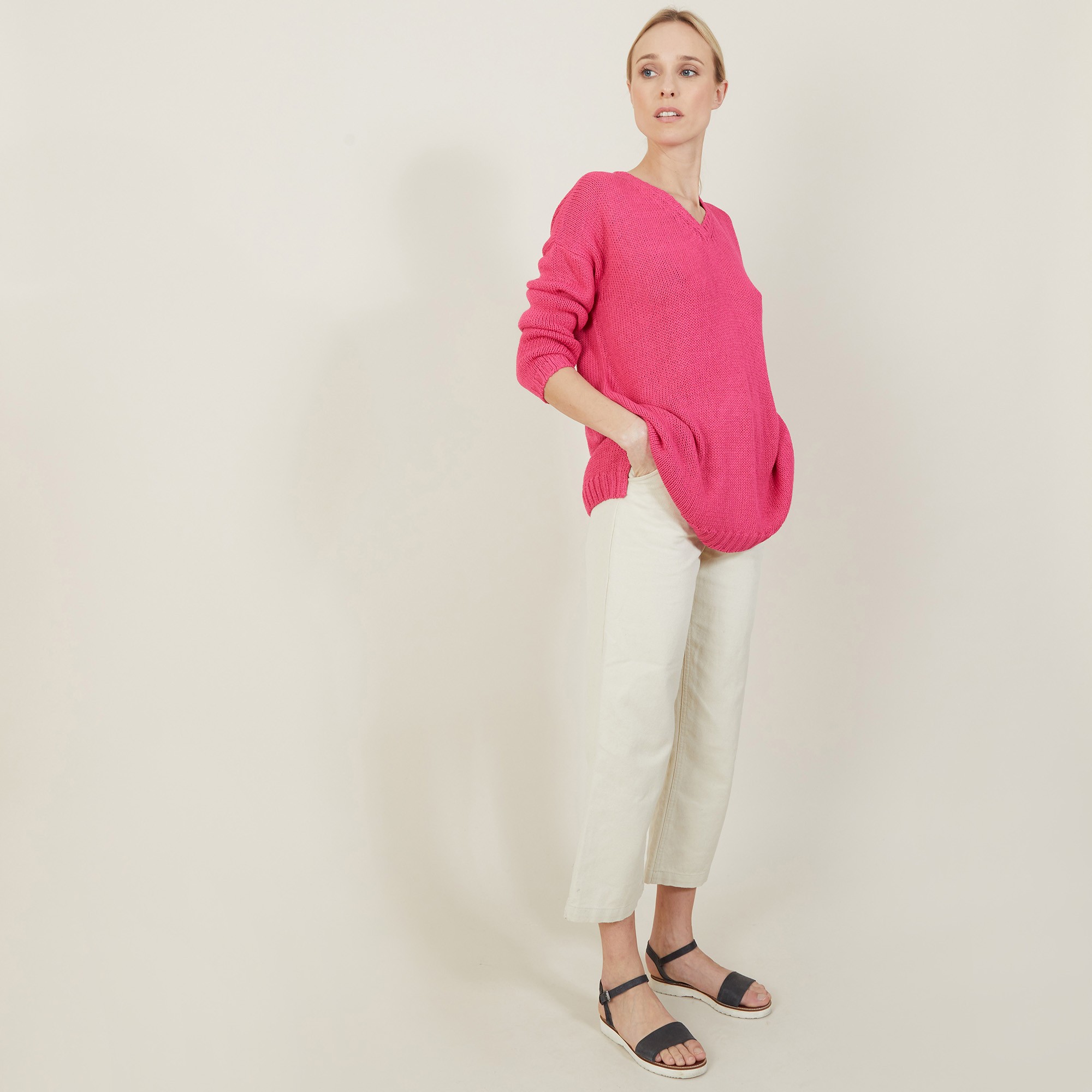 Large chunky knit v-neck sweater - Balata