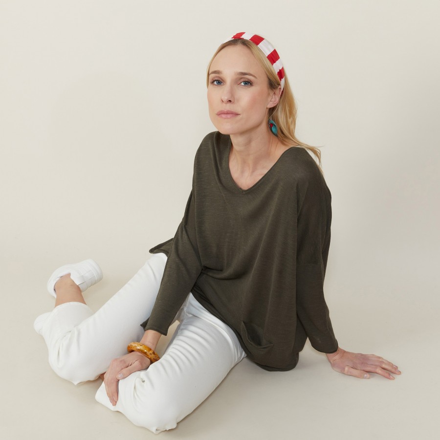 Camiseta folgada de linho com estampa slub - Balou