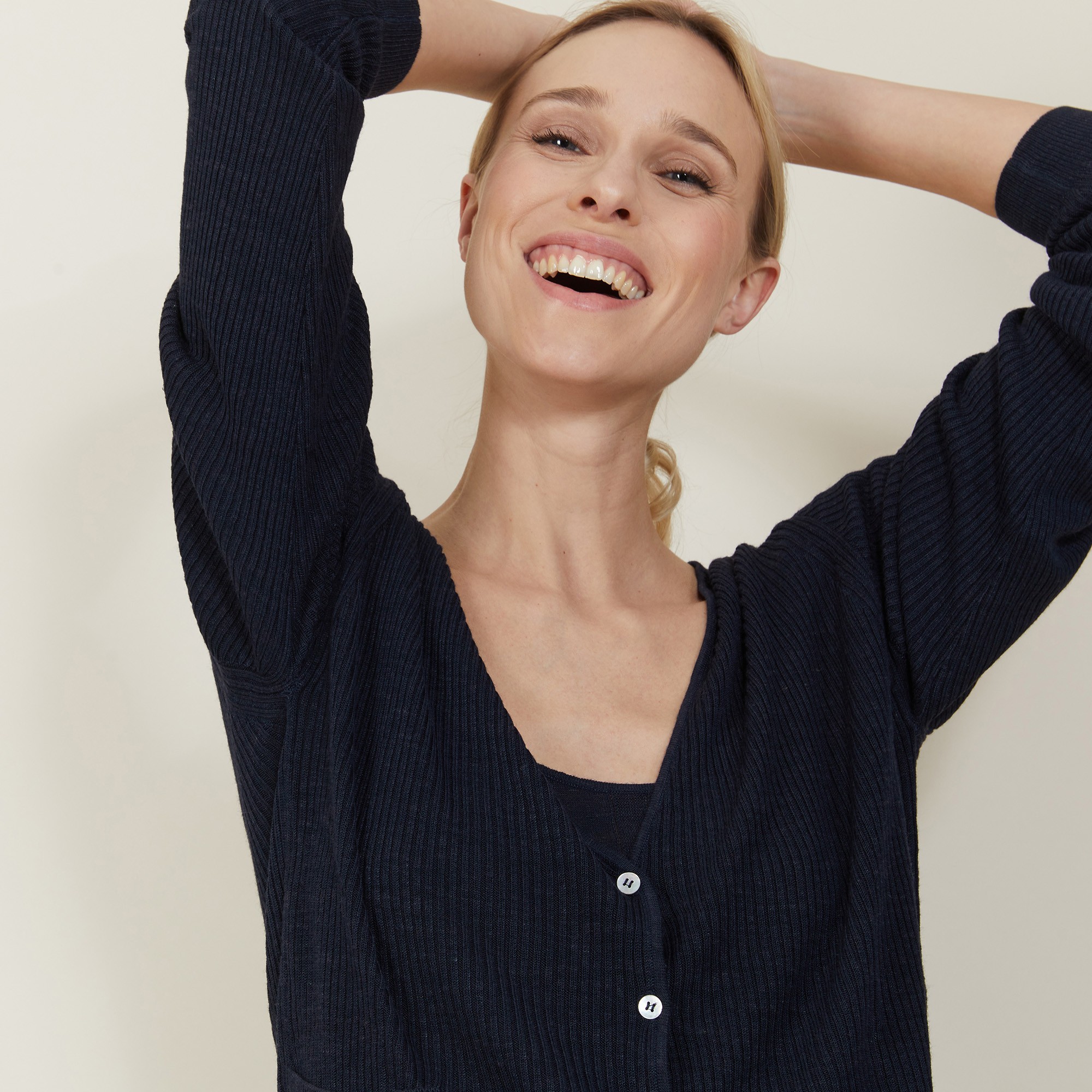 Slub linen cardigan with pockets - Beauté