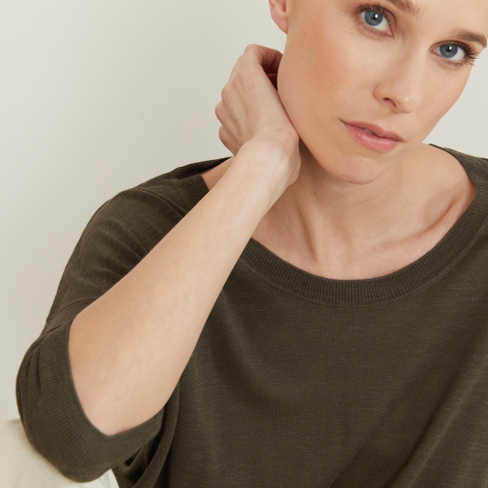 Loose round-neck slub linen T-shirt - Mairena