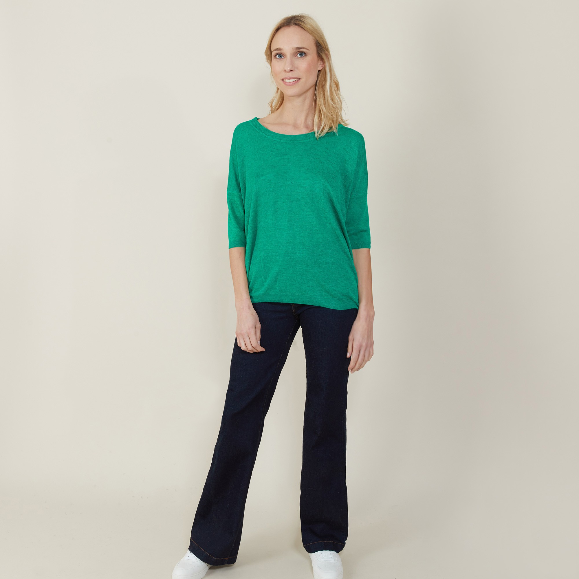 Loose round-neck slub linen T-shirt - Mairena
