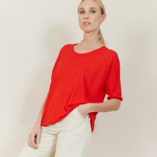 Loose round-neck slub linen T-shirt - Mairena