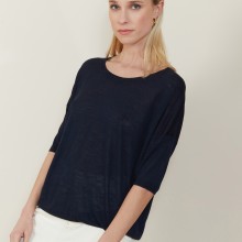 Loose round-neck slub linen T-shirt - Mairena