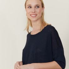 Loose round-neck slub linen T-shirt - Mairena