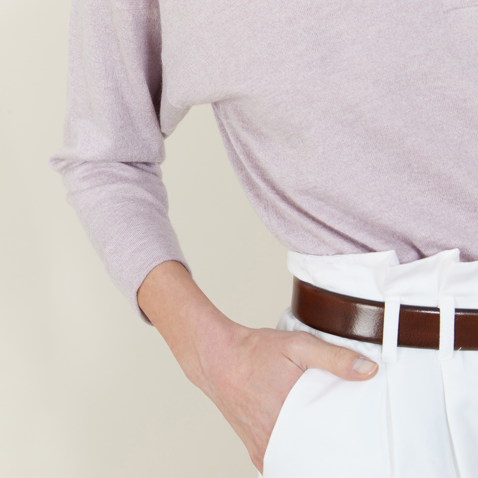 Pull col boutonné en lin cachemire - Naza 7281 poudre - 24 Rose clair