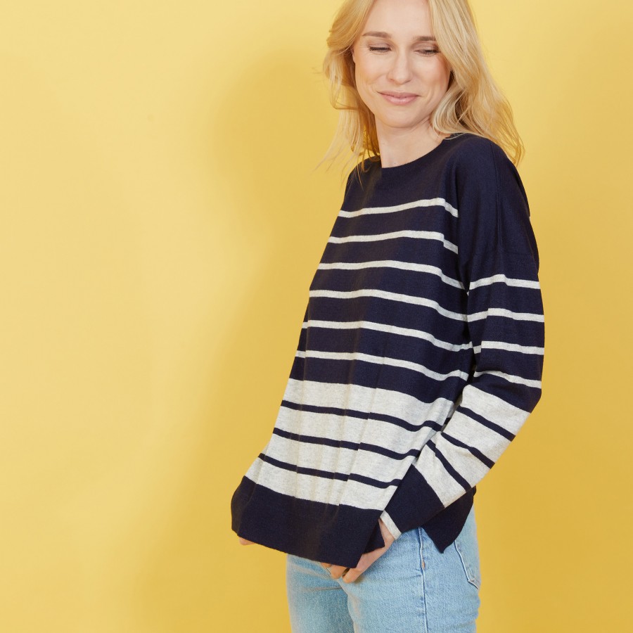 Suéter de linho e cashmere listrado bicolor - Nerja