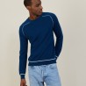 Two-tone round neck sweater in light cashmere - Percy