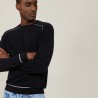 Pull col rond bicolore en cachemire light - Percy 7306 noir/sahara - 01 Noir