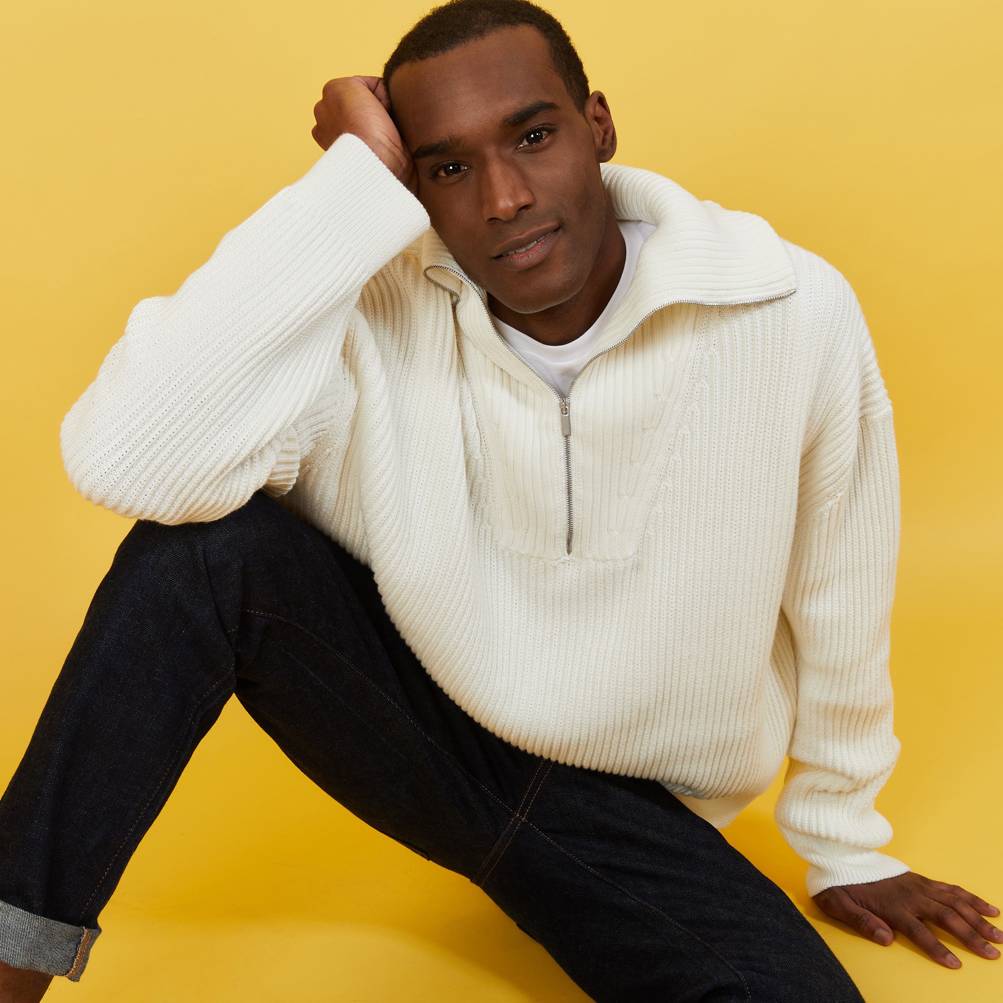 Large organic cotton trucker neck sweater - Bill