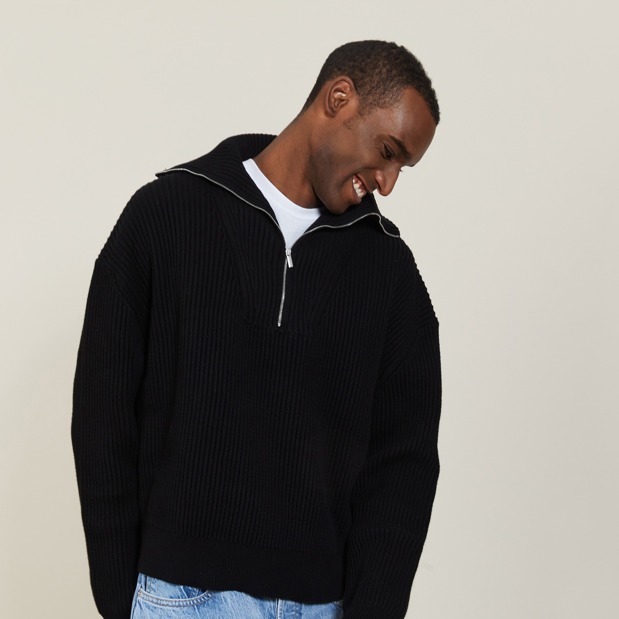 Large organic cotton trucker neck sweater - Bill