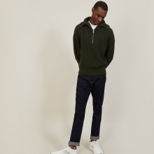 Pull col camionneur en gros coton bio - Bill 7200 blanc - 02 Blanc