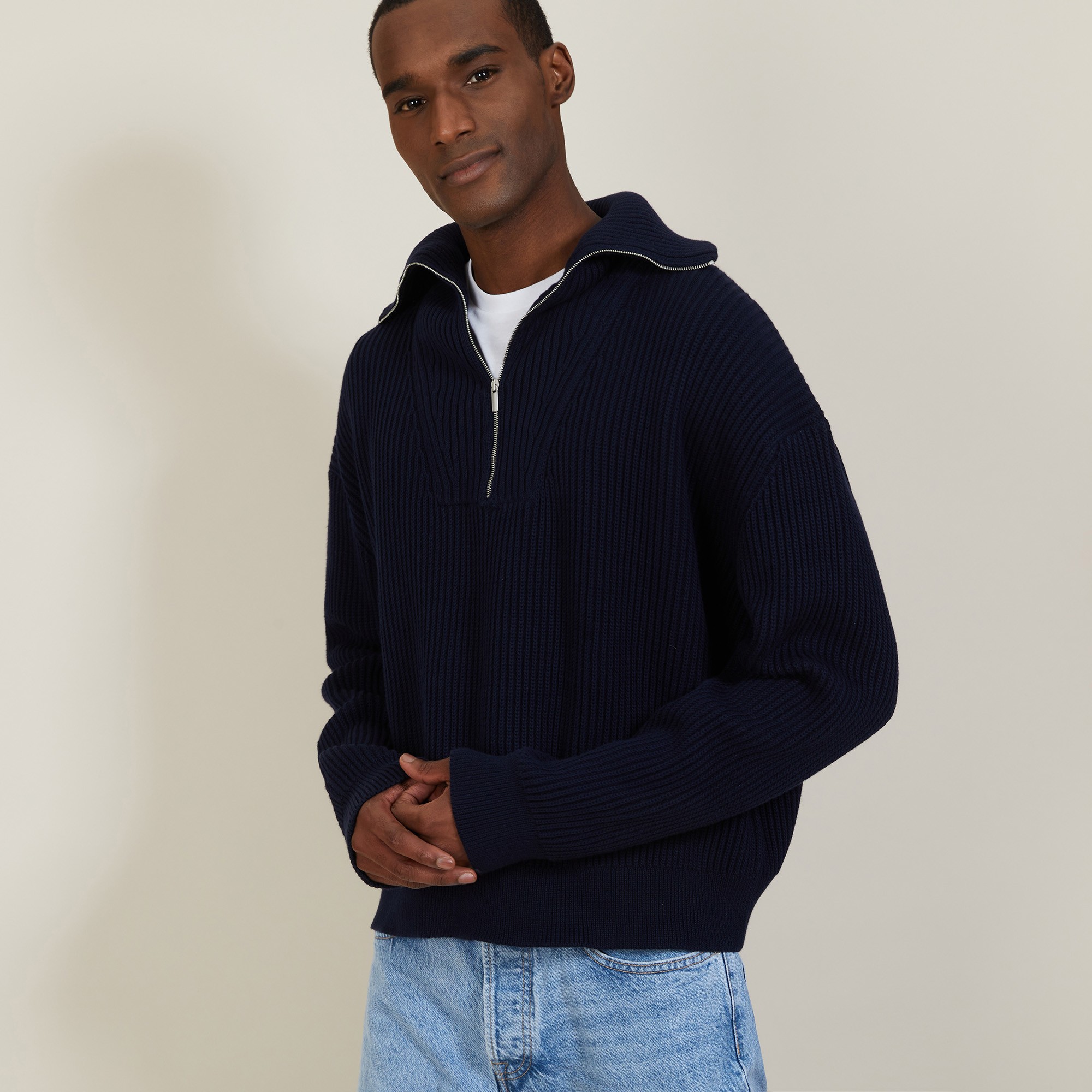 Large organic cotton trucker neck sweater - Bill