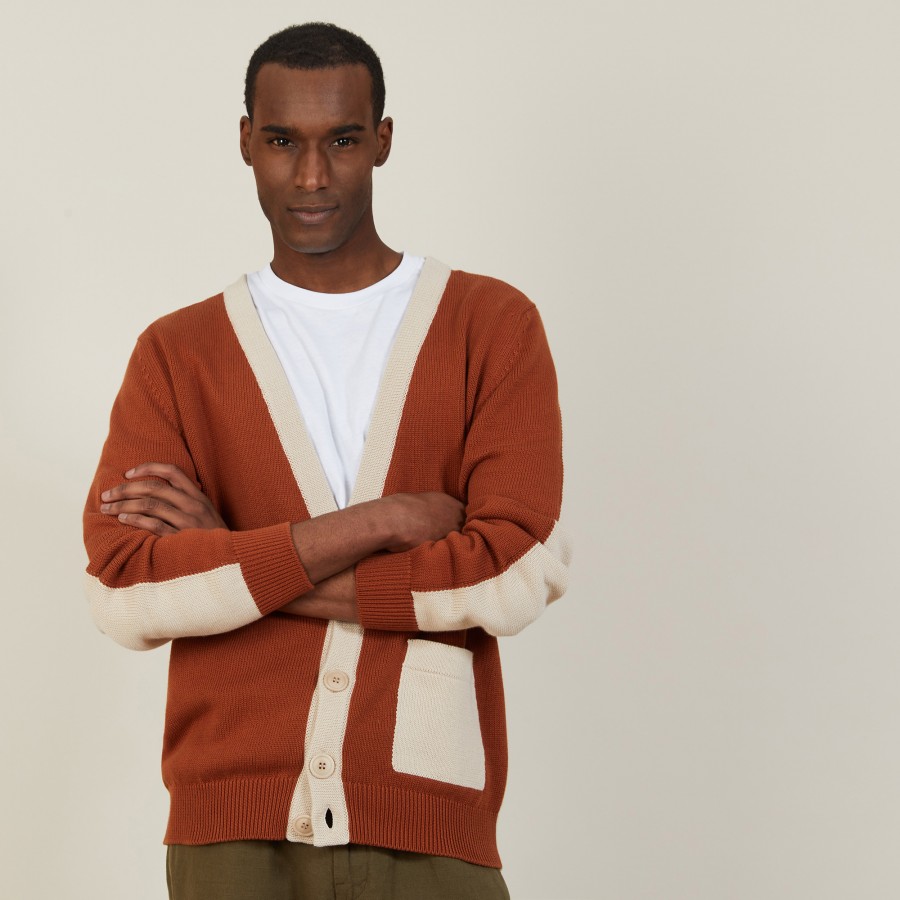 Cardigan bicolor em algodão grosso - Pierra
