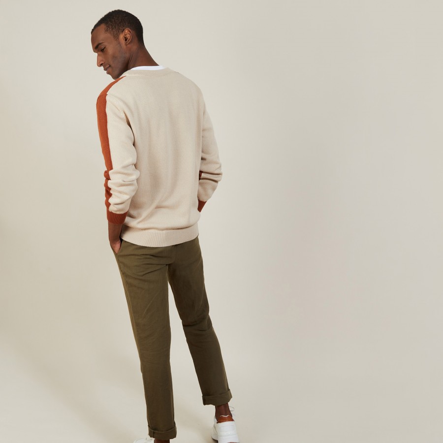 Cardigan bicolor em algodão grosso - Pierra