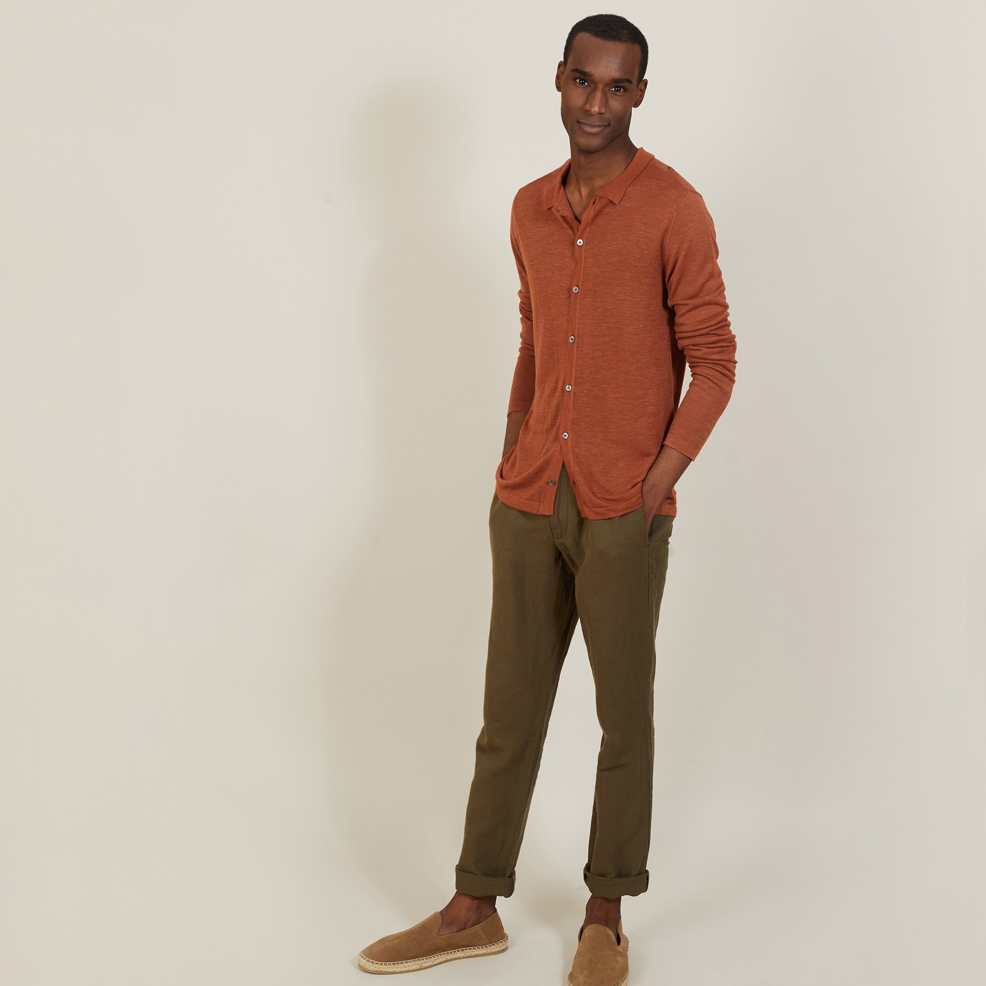 Slub linen button-down shirt - Blason