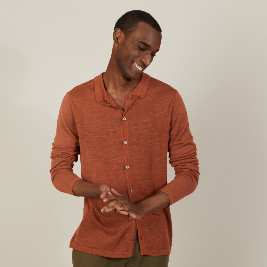 Slub linen button-down shirt - Blason