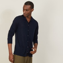 Chemise boutonné en lin flammé - Blason 7240 marine - 05 Bleu marine