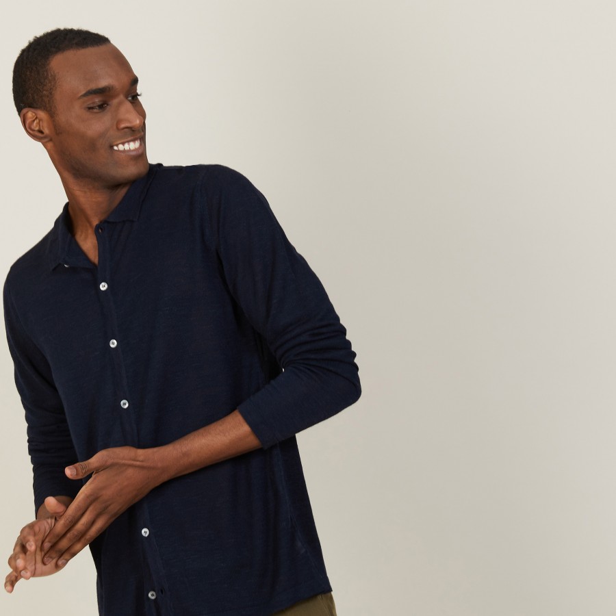 Slub linen button-down shirt - Blason