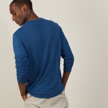 Chemise boutonné en lin flammé - Blason 7241 corsaire - 06 Bleu moyen