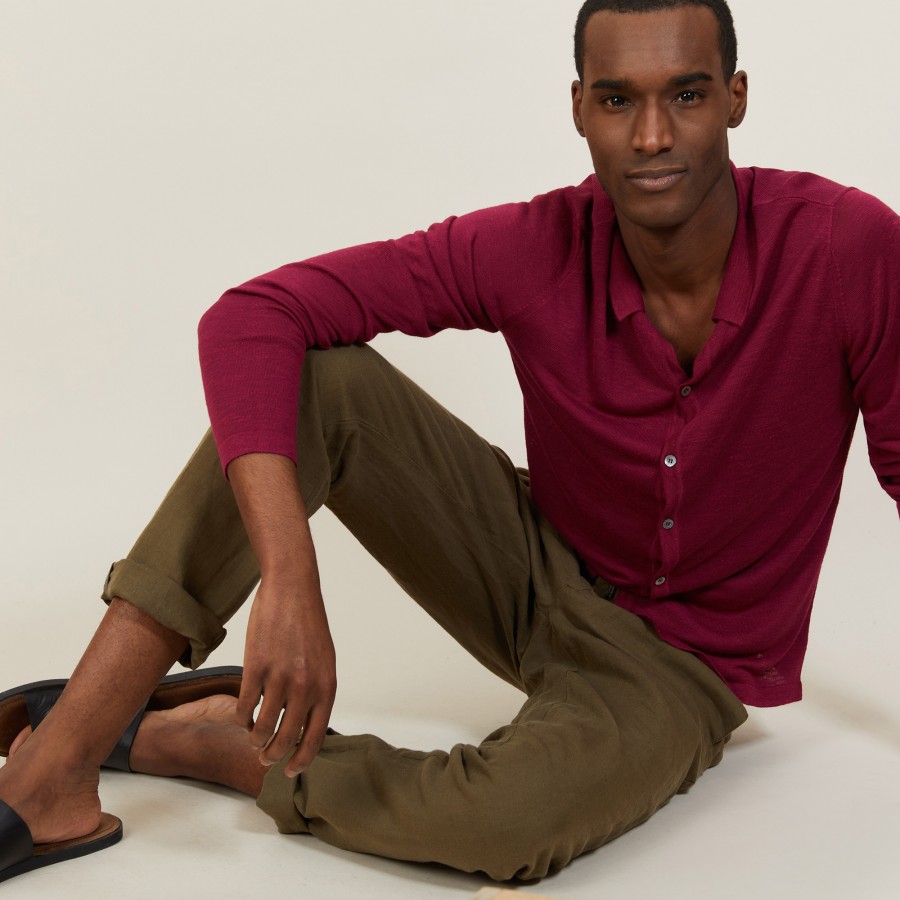 Slub linen button-down shirt - Blason