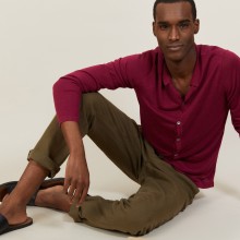 Chemise boutonné en lin flammé - Blason 7282 rubis - 51 Bordeaux